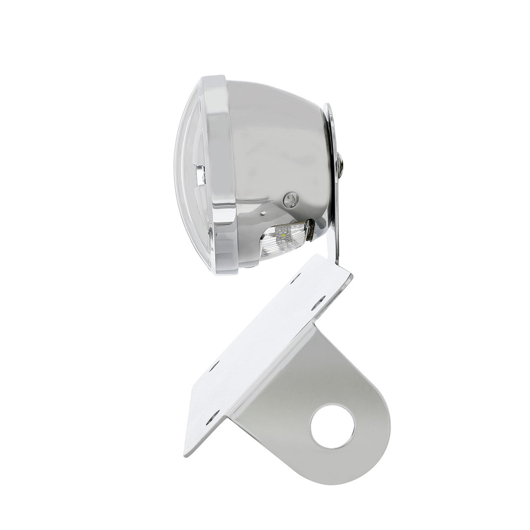 Motorcycle LED "Bobber" Style Horizontal Tail Light With Chrome Grille Bezel - Smoke Lens