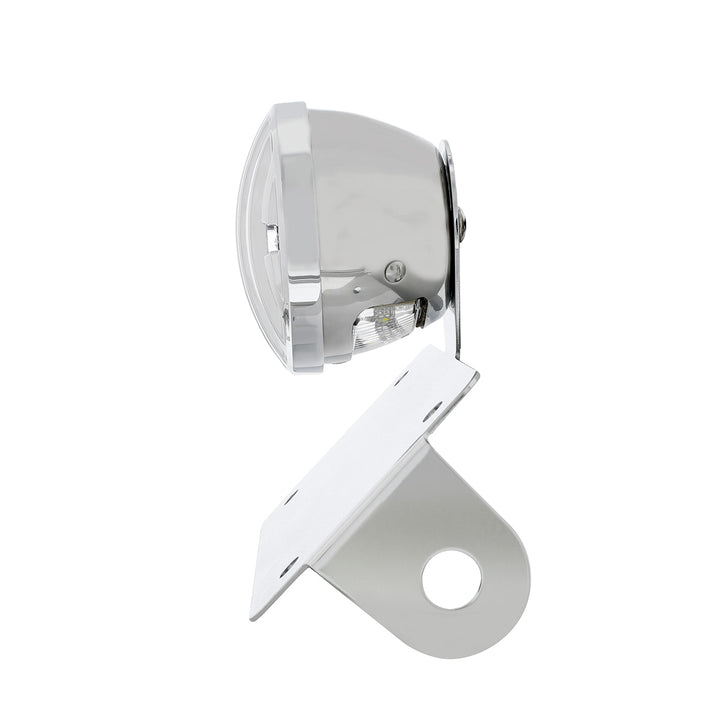 Motorcycle LED "Bobber" Style Horizontal Tail Light With Chrome Grille Bezel - Smoke Lens