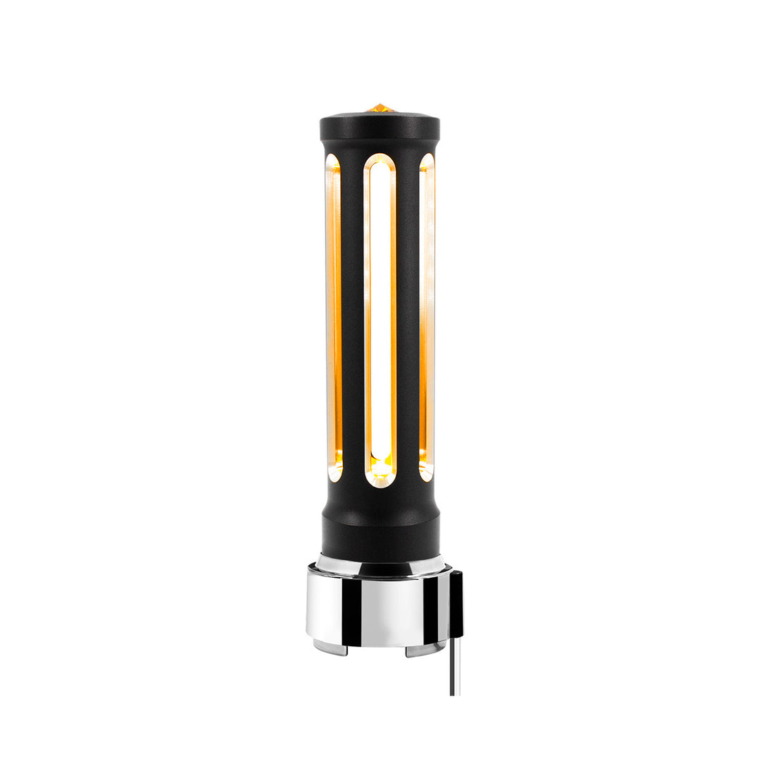 Thread-On Matte Black Sonoma Style Gearshift Knob With LED 9/10 Speed Adapter - Amber Crystal/Amber LED