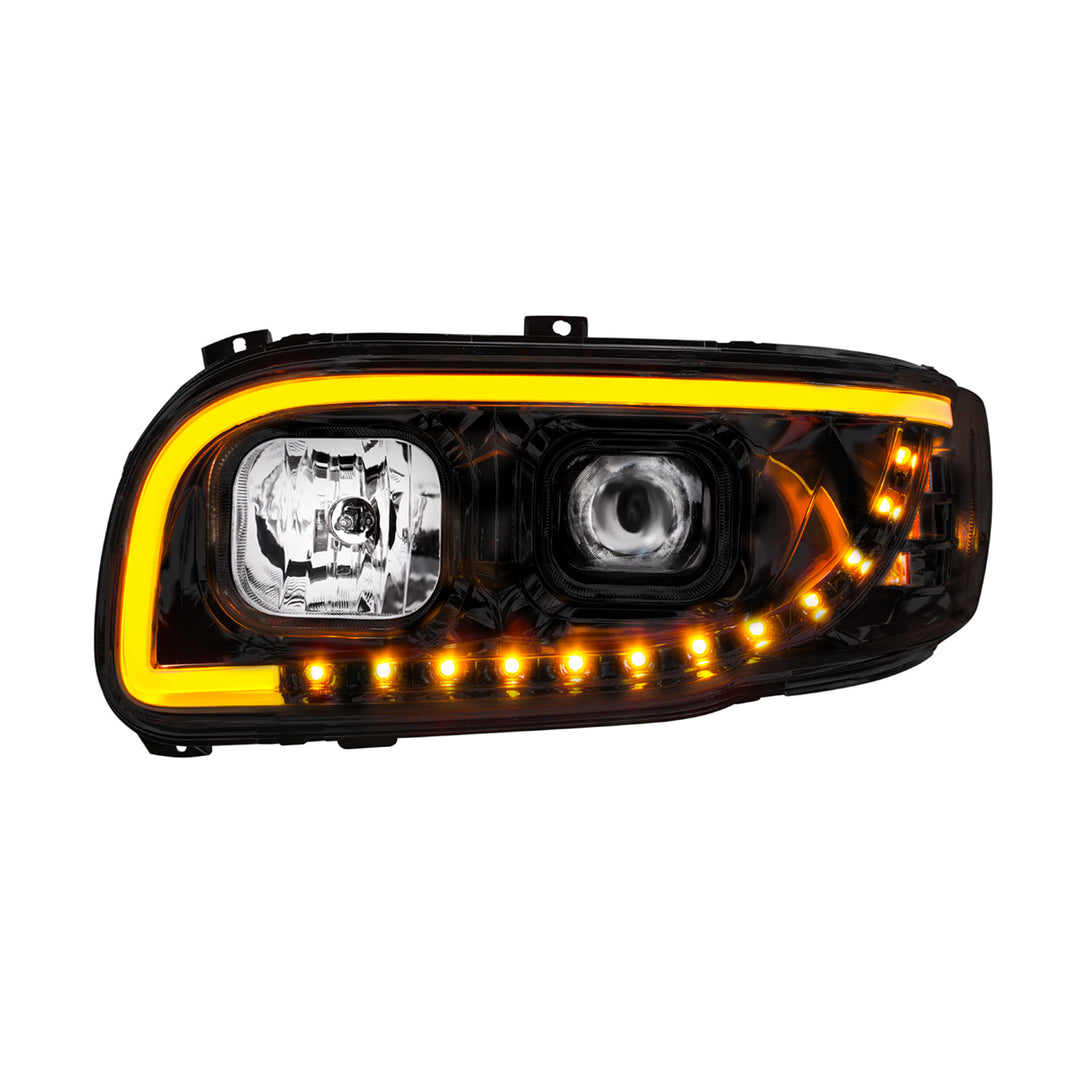 Blackout Projection Headlight With LED Turn Signal &amp; Light Bar For 2008-2024 Peterbilt 389 - Driver