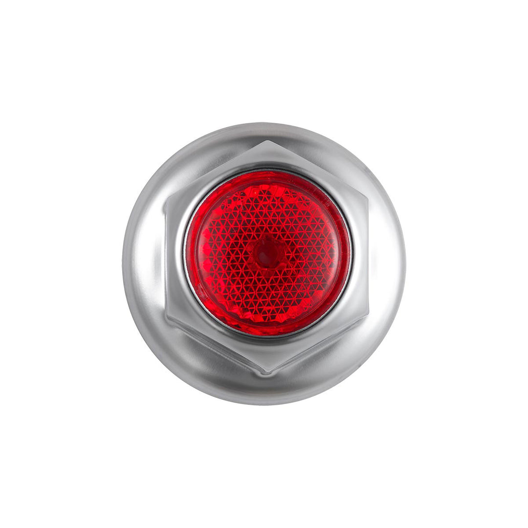 33mm X 2" Chrome Steel Reflector Nut Cover With Flange - Red (50 Pcs)