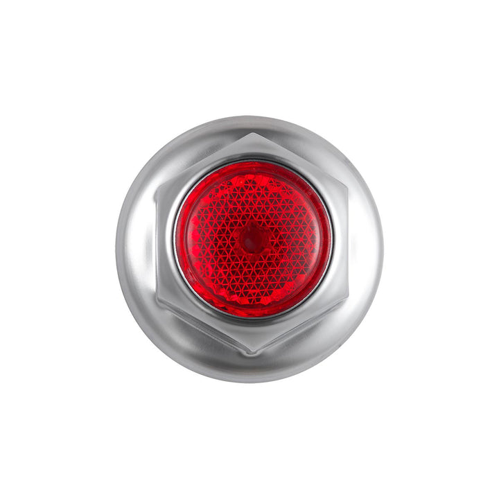 33mm X 2" Chrome Steel Reflector Nut Cover With Flange - Red (50 Pcs)