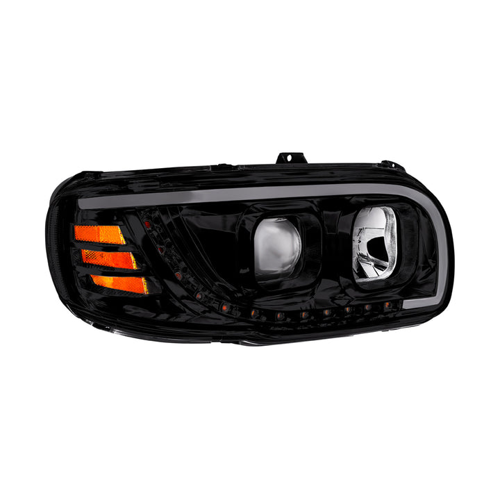 Blackout Projection Headlight With LED Turn Signal &amp; Light Bar For 2008-2024 Peterbilt 389 - Passenger