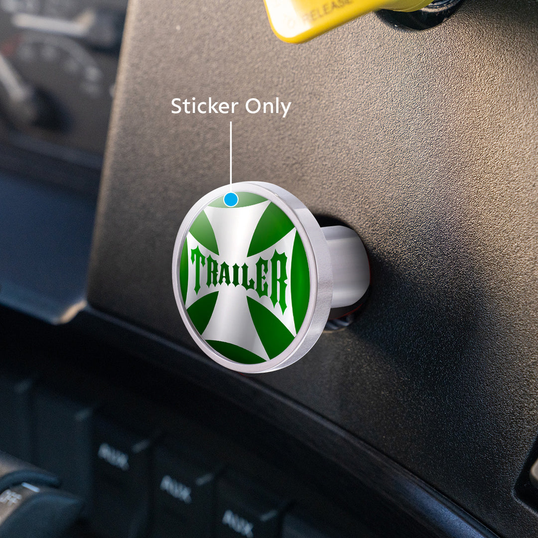 "Trailer" Maltese Cross Air Valve Knob Candy Color Sticker Only - Emerald Green