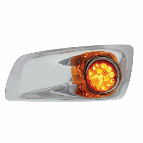 Fog Light Cover With 17 Amber LED Reflector Watermelon Lights For 2007-17 KW T660 - Driver - Amber Lens