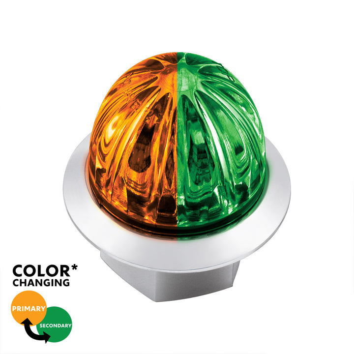 4 LED 1-1/8" Watermelon Double Fury Light With Clear Lens (Clearance/Marker) - Amber &amp; Green LED