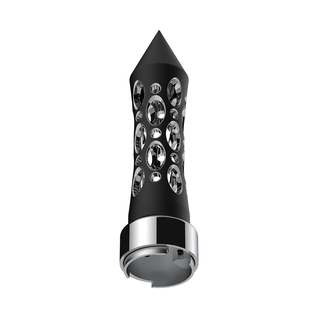 M30 x 3.5 Thread-On Daytona Style Spike Gearshift Knob With Chrome 9/10 Speed Adapter - Black/Vertical