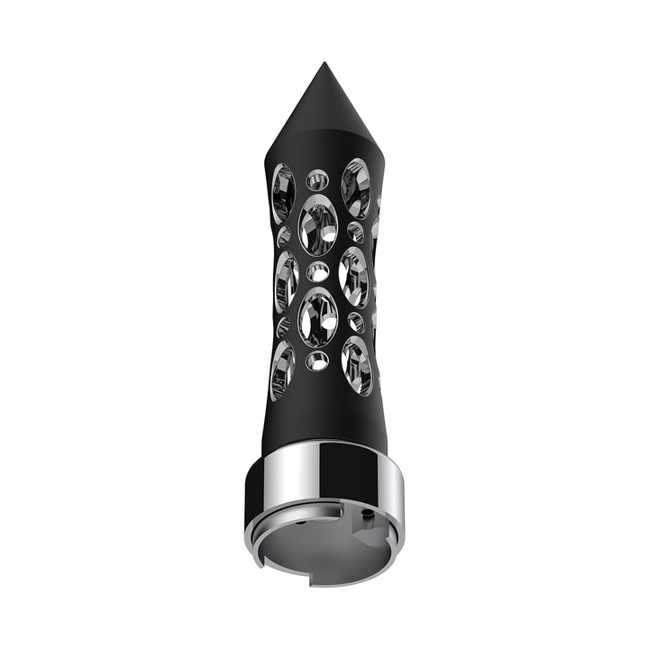 M30 x 3.5 Thread-On Daytona Style Spike Gearshift Knob With Chrome 9/10 Speed Adapter - Black/Vertical