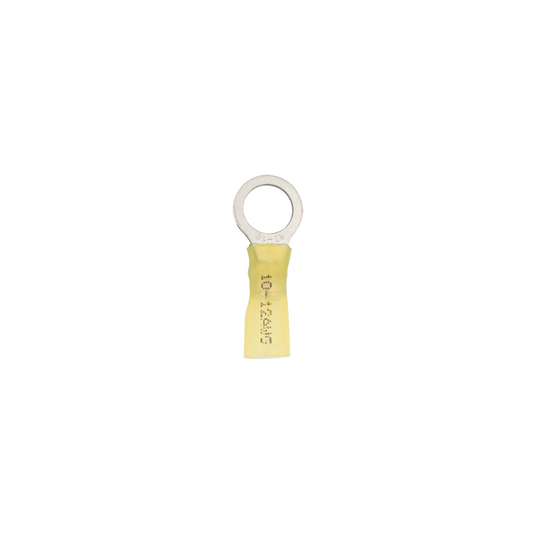12-10 AWG 3/8" Stud CS Heat Shrink Ring Terminal - Yellow (4-Pack)