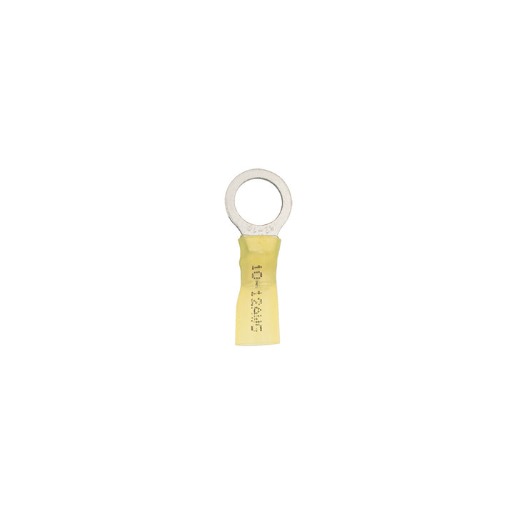 12-10 AWG 3/8" Stud CS Heat Shrink Ring Terminal - Yellow (4-Pack)