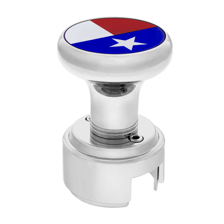 Thread-On Gearshift Knob With 13/15/18 Speed Adapter &amp; Texas Flag Sticker - Chrome