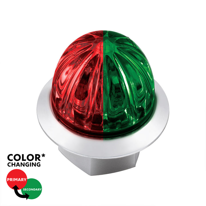 4 LED 1-1/8" Watermelon Double Fury Light With Clear Lens (Clearance/Marker) - Red &amp; Green LED