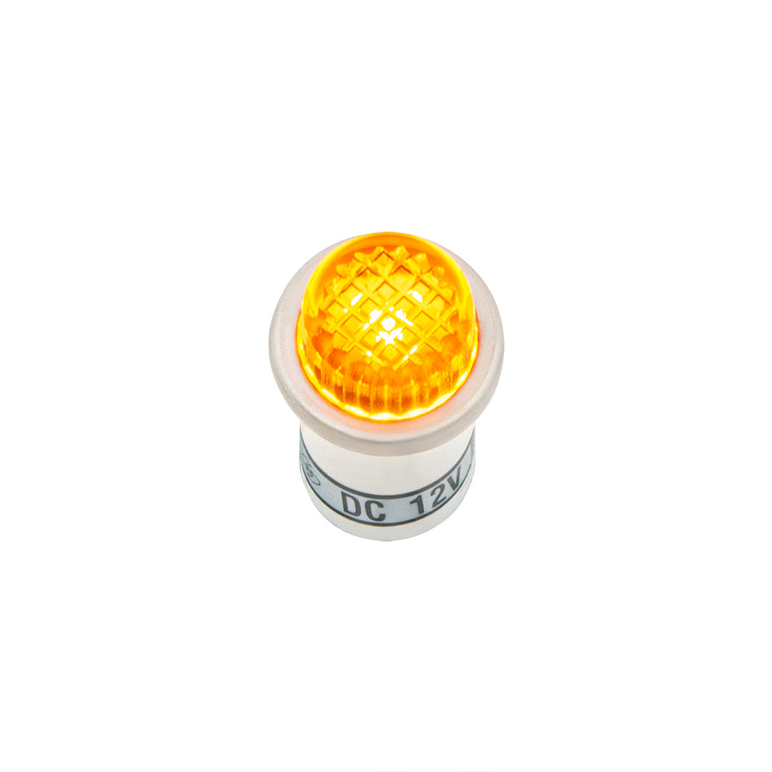16 Amp 12V Amber Warning Light w/ 1/2" Panel Mount and Leads 1 Pc.