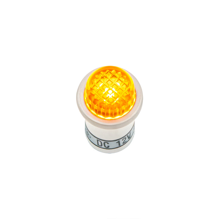 16 Amp 12V Amber Warning Light w/ 1/2" Panel Mount and Leads 1 Pc.