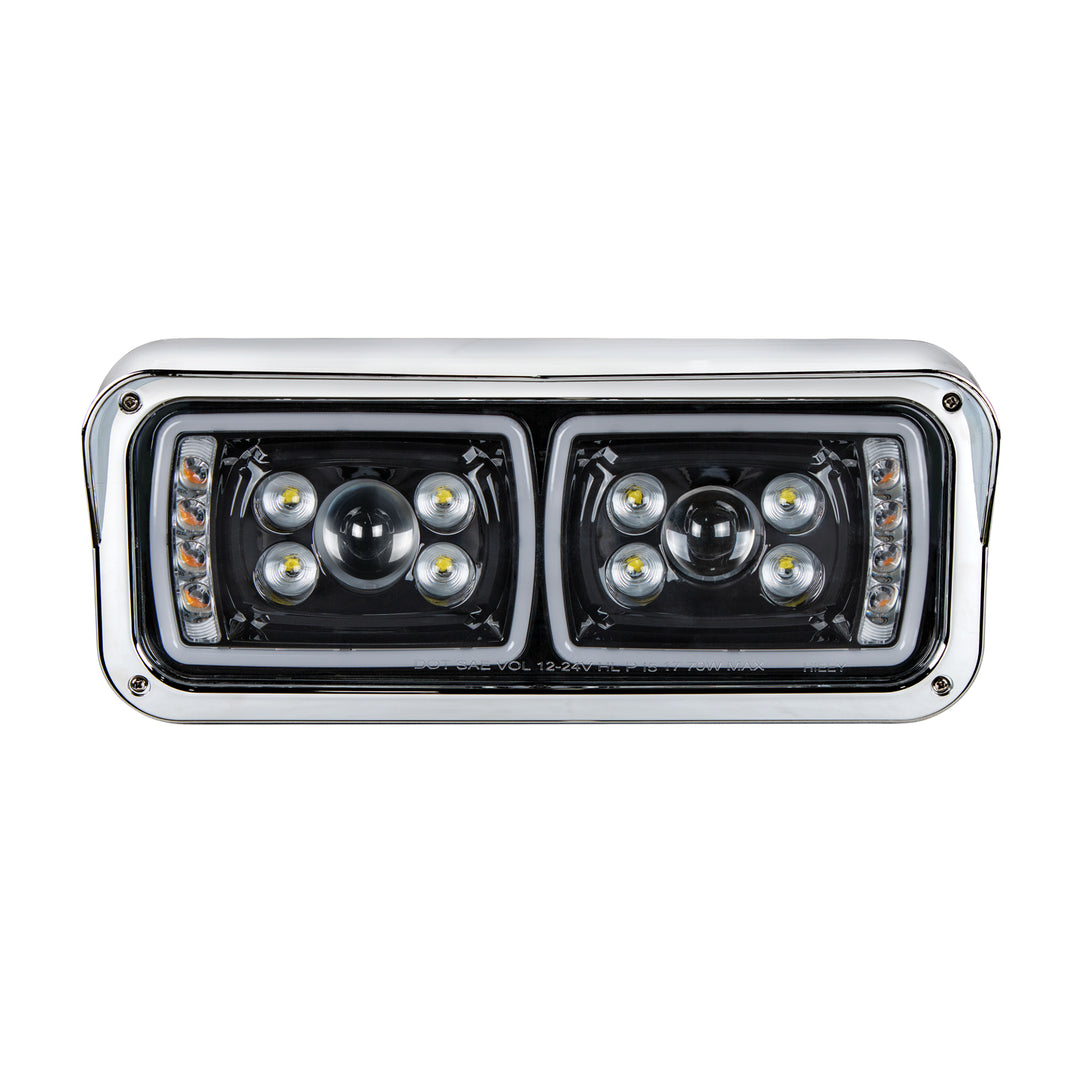 10 High Power LED "Blackout" Projection Headlight With LED Turn Signal &amp; Position Light Bar - Driver