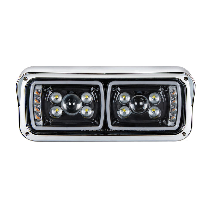 10 High Power LED "Blackout" Projection Headlight With LED Turn Signal &amp; Position Light Bar - Driver