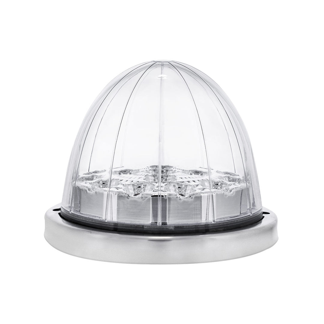 17 LED Watermelon Dual Function Double Fury Light Flush Mount Kit With Low Profile Stainless Steel Bezel - Amber &amp; Blue LED