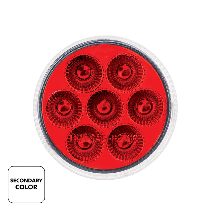 7 LED 2" Round Double Fury Light (Clearance/Marker) - Amber &amp; Red LED/Clear Lens