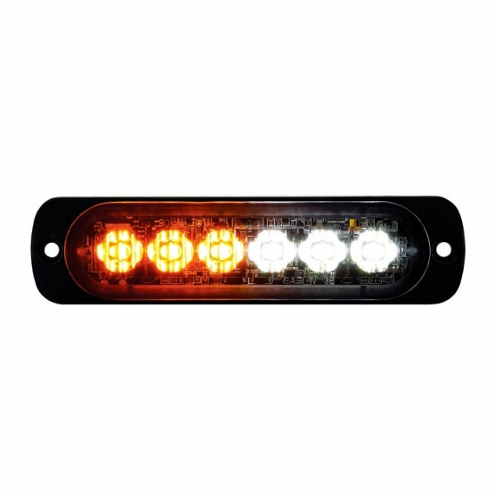6 High Power LED Super Thin Directional Warning Light - Amber &amp; White LED (Bulk)