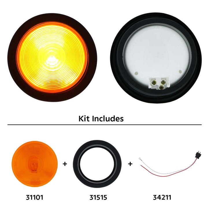 4" Round Dual Function Turn Signal Light Kit - Amber Lens