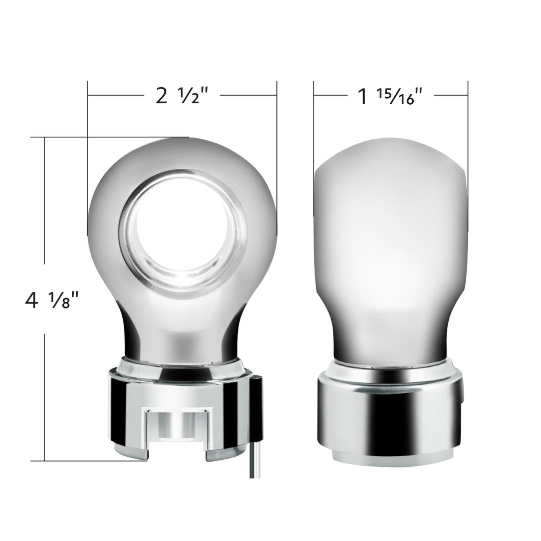 Thread-On Chrome Charlotte Style Gearshift Knob With LED 13/15/18 Speed Adapter - White LED