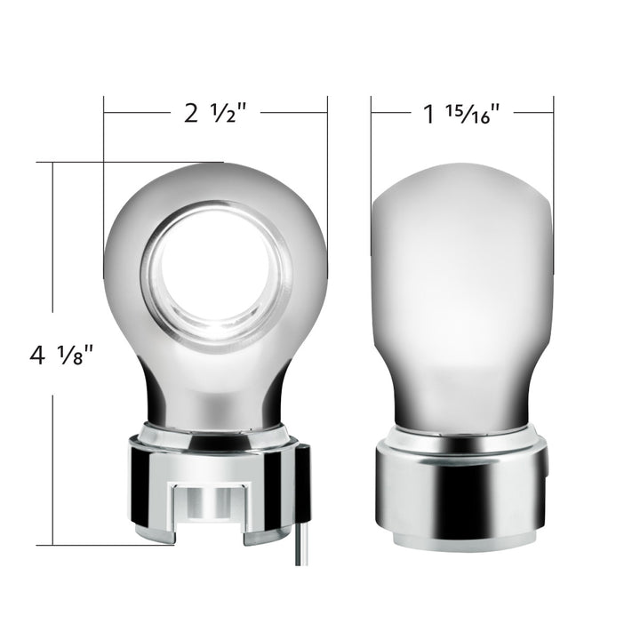 Thread-On Chrome Charlotte Style Gearshift Knob With LED 13/15/18 Speed Adapter - White LED