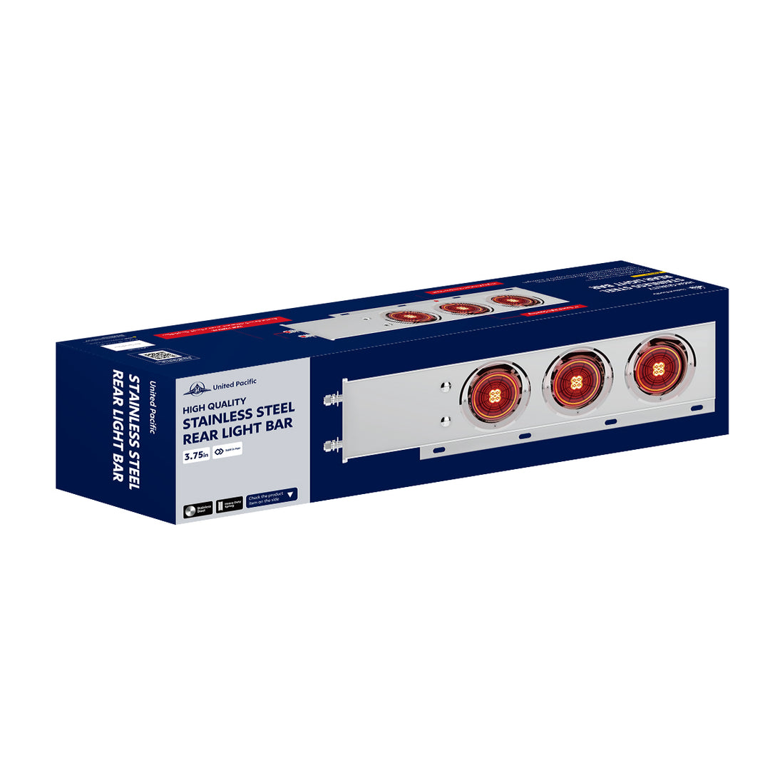 3-3/4" Bolt Pattern Stainless Steel Spring Loaded Bar With 6 x 4" 13 LED Abyss Lights &amp; Visors - Red LED/Clear Lens (Pair)
