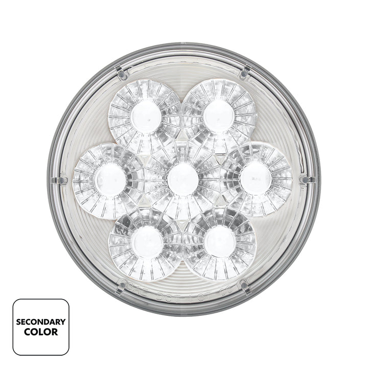 14 LED 4" Round Double Fury Light (Stop, Turn &amp; Tail) - Red &amp; White LED/Clear Lens