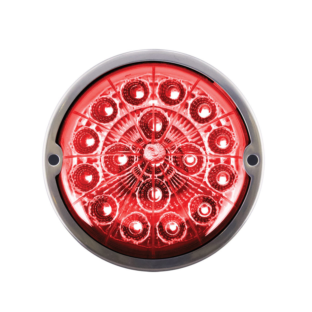 17 LED Watermelon Double Fury Light Flush Mount Kit With Low Profile Stainless Steel Bezel - Red &amp; Green LED/Clear Lens
