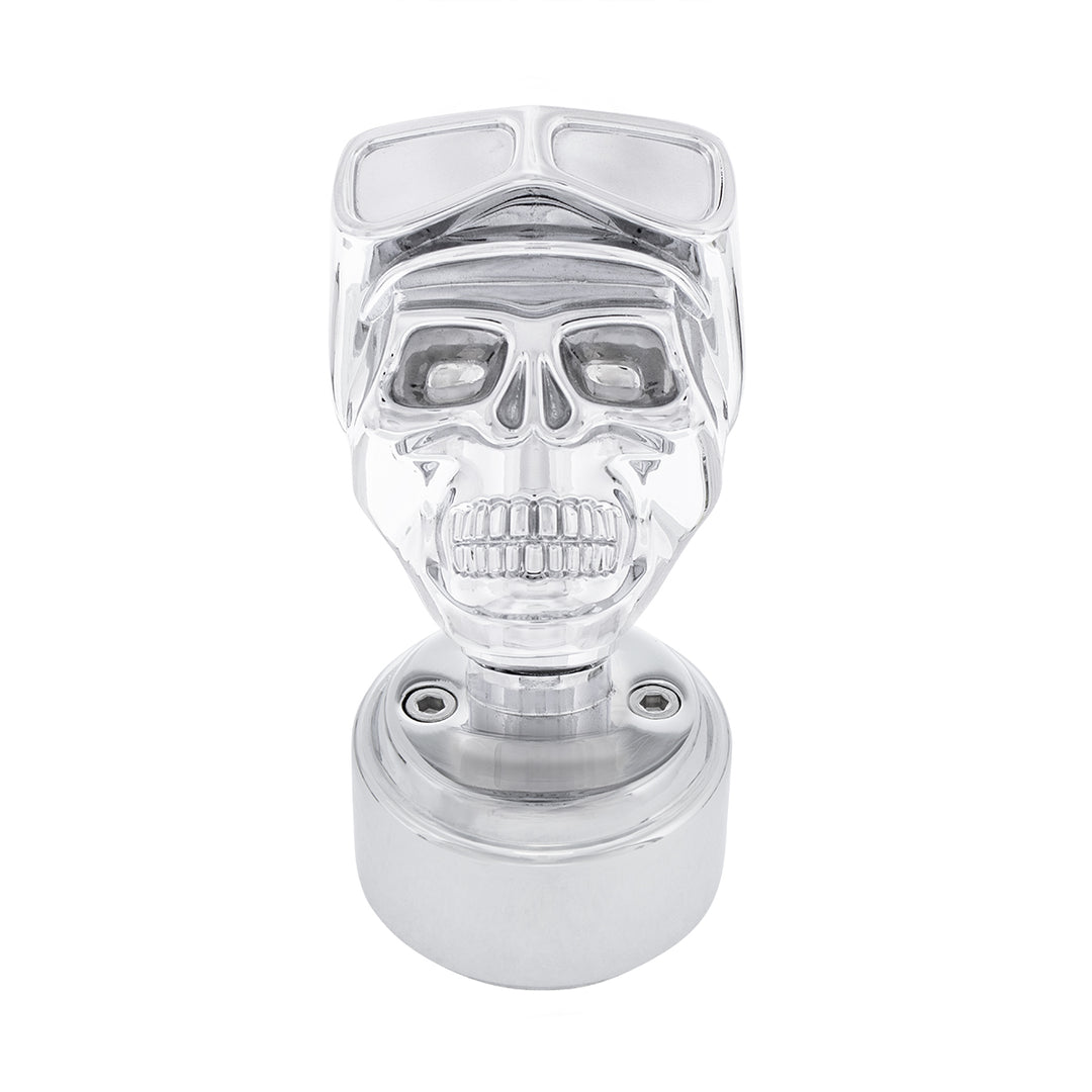 Skull Biker Thread-On Shift Knob &amp; Adapter For Eaton Fuller Style 9/10 Shifter - Chrome