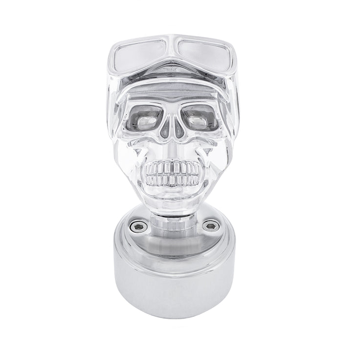 Skull Biker Thread-On Shift Knob &amp; Adapter For Eaton Fuller Style 9/10 Shifter - Chrome