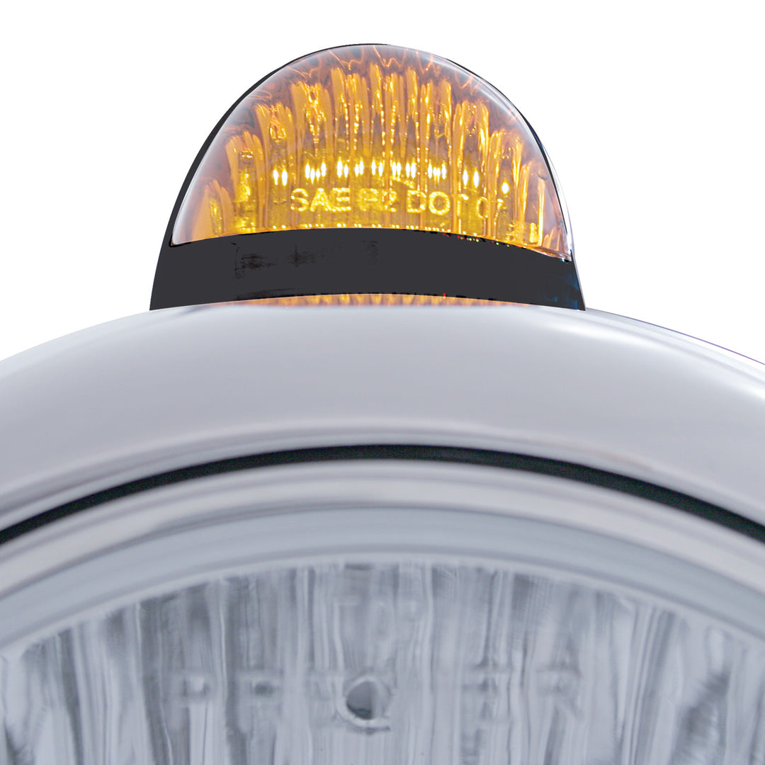 Black Guide 682-C Headlight H4 &amp; Dual Mode LED Signal - Amber Lens