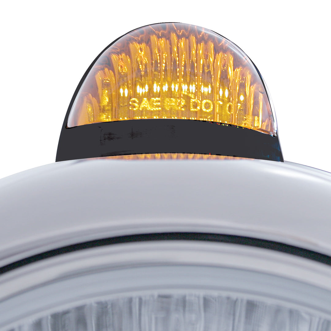 Black Guide 682-C Headlight H4 With Amber LED &amp; Dual Mode LED Signal - Amber Lens