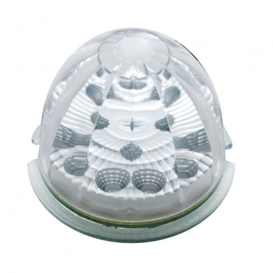 Fog Light Cover With Amber LED Reflector Watermelon Light &amp; Visor For 2007-17 KW T660 - Driver - Clear Lens