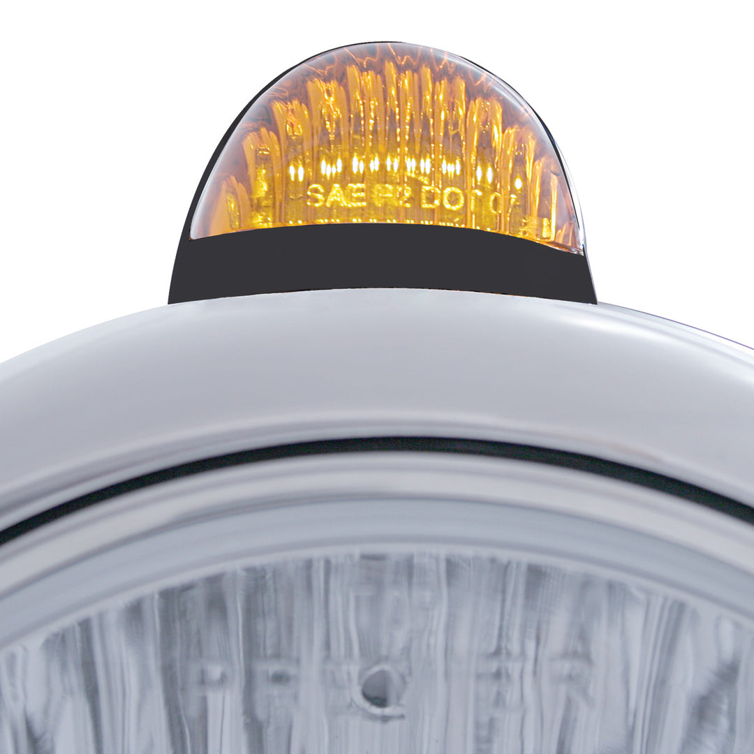 Black Guide 682-C Headlight H4 With White LED &amp; Dual Mode LED Signal - Amber Lens