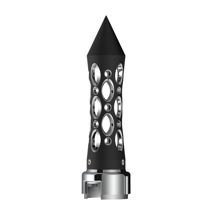 Thread-On Daytona Style Spike Gearshift Knob With 13/15/18 Speed Adapter - Black/Vertical