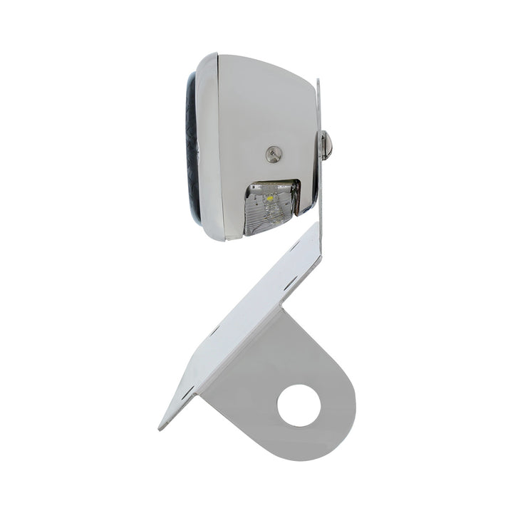 Chrome Horizontal Side Mount License Bracket For Motorcycle With 1933-36 Ford Style LED Tail Light