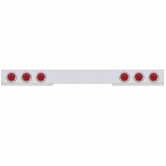 Stainless 1 Piece Rear Light Bar With 6 x 10 LED 4" Lights &amp; Bezels - Red LED/Red Lens