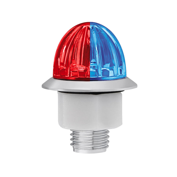 4 LED 1-1/8" Watermelon Double Fury Light With Clear Lens (Clearance/Marker) - Red &amp; Blue LED