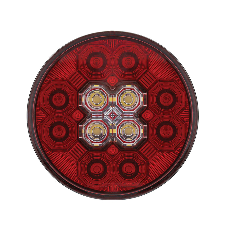 4" Round Combo Light With 12 LED Stop, Turn &amp; Tail &amp; 16 LED Back-Up - Red LED/Red Lens