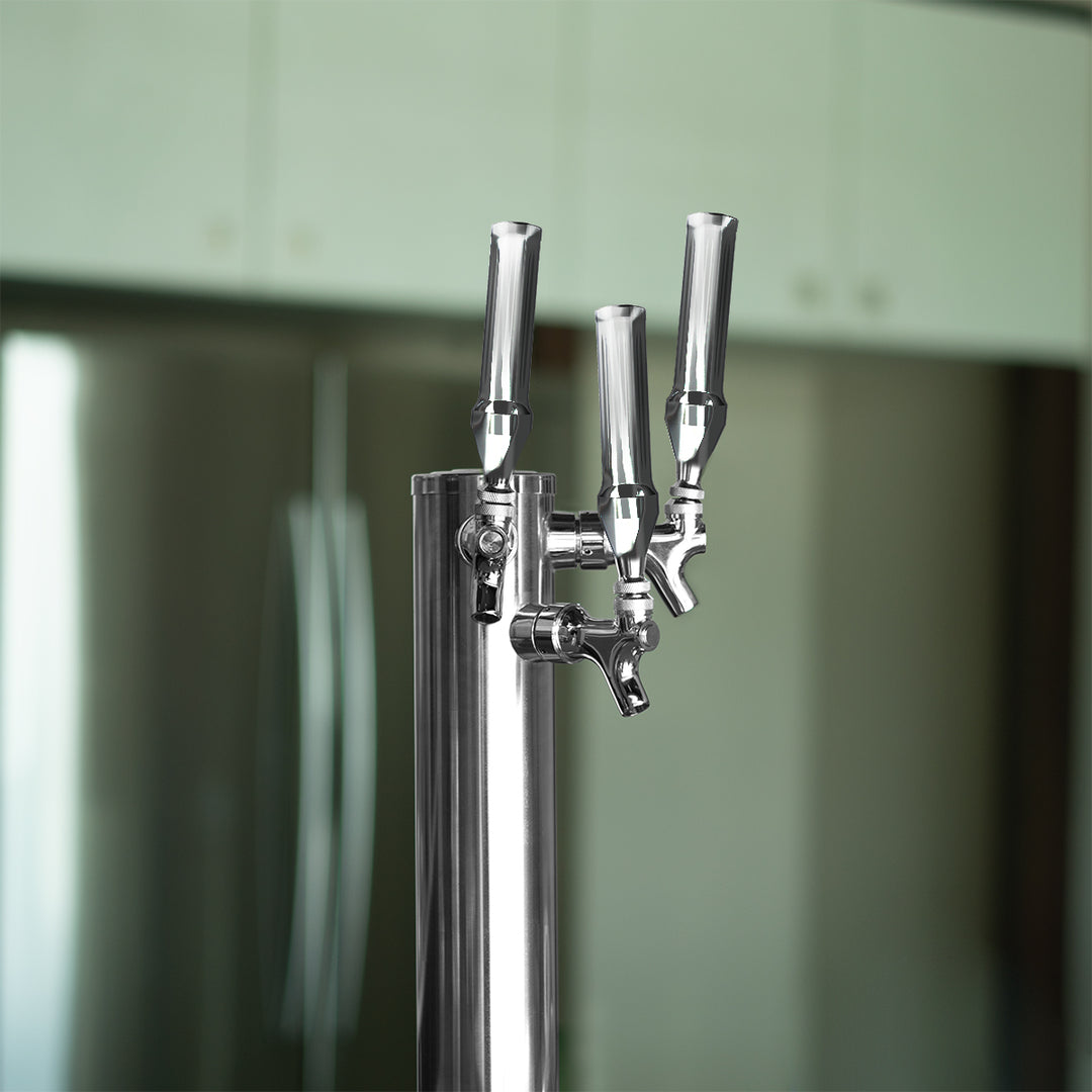Dallas Style Grooved Grip Handle With Beer Tap Adapter - Chrome