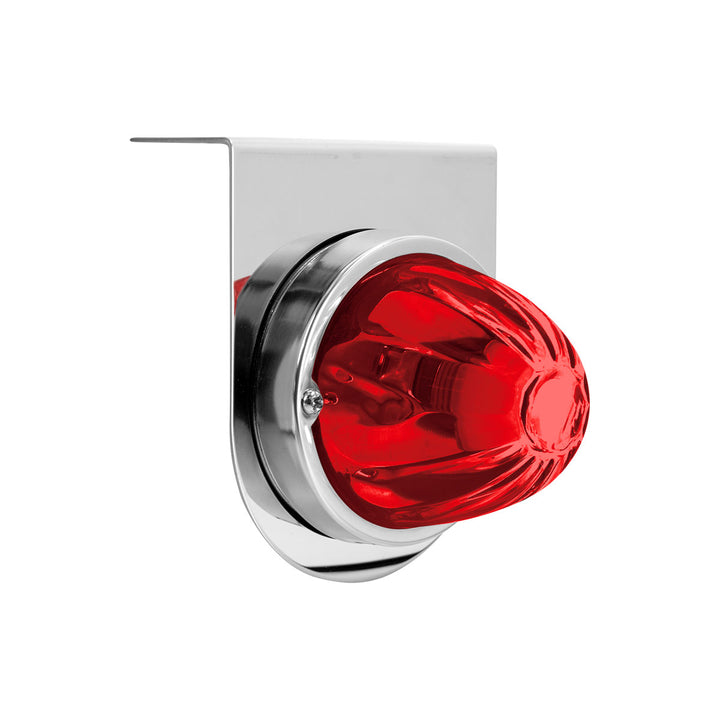 Dual Function Glass Watermelon Light With Stainless Steel Light Bracket Kit With LED Bulb - Red LED/Red Lens