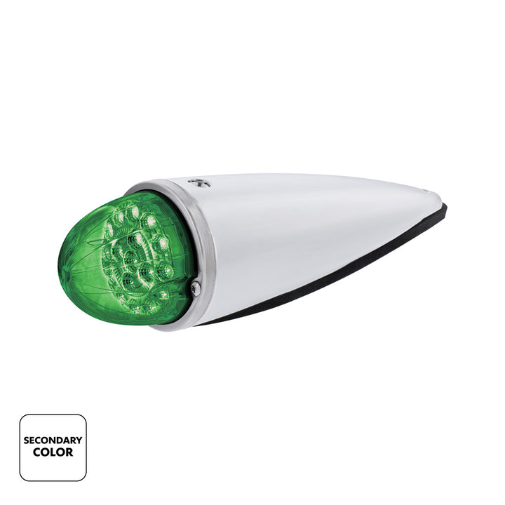 Double Fury 17 LED Dual Function Watermelon Torpedo Cab Light - Amber &amp; Green LED/Clear Lens