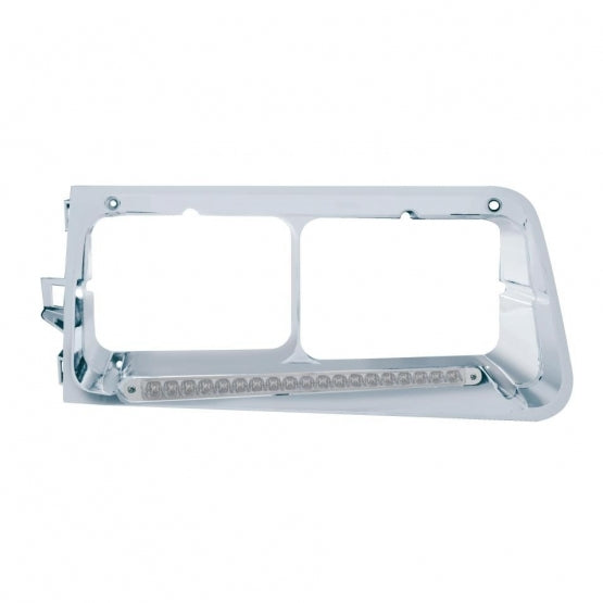 19 LED Headlight Bezel For 1989-2009 Freightliner FLD - Passenger - Amber LED/Clear Lens
