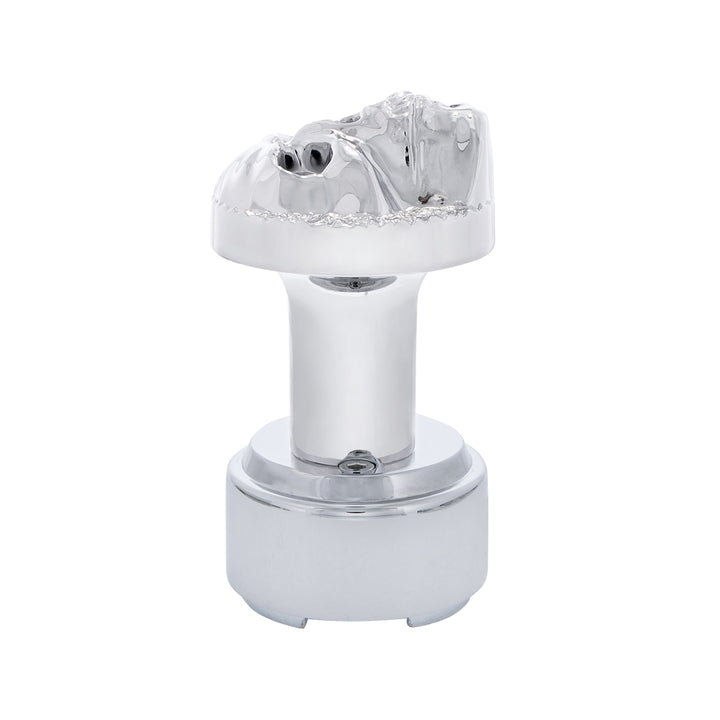 Skull Thread-On Shift Knob &amp; Adapter For Eaton Fuller Style 9/10 Shifter - Chrome