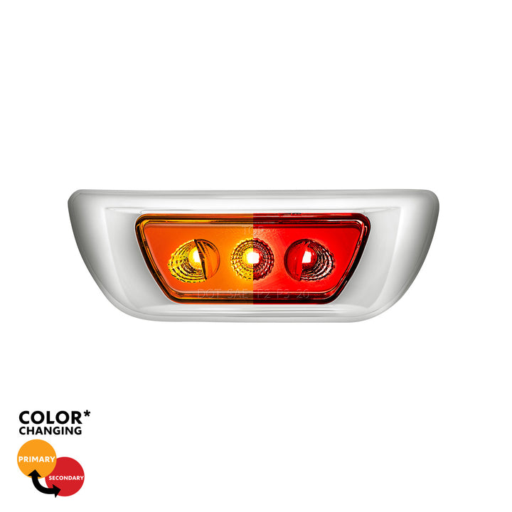 3 LED Double Fury Cab Light For 2013-2021 Kenworth T680 &amp; 2012-2021 Peterbilt 579 - Amber &amp; Red LED