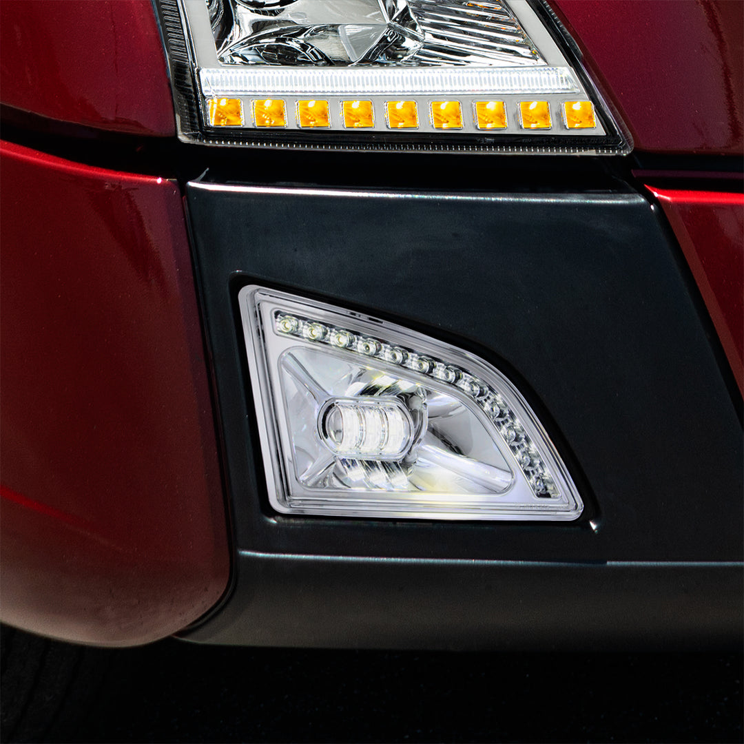 18 LED Chrome Projector Fog Light With Position Light For 2018-2024 Volvo VNL - Passenger/Right