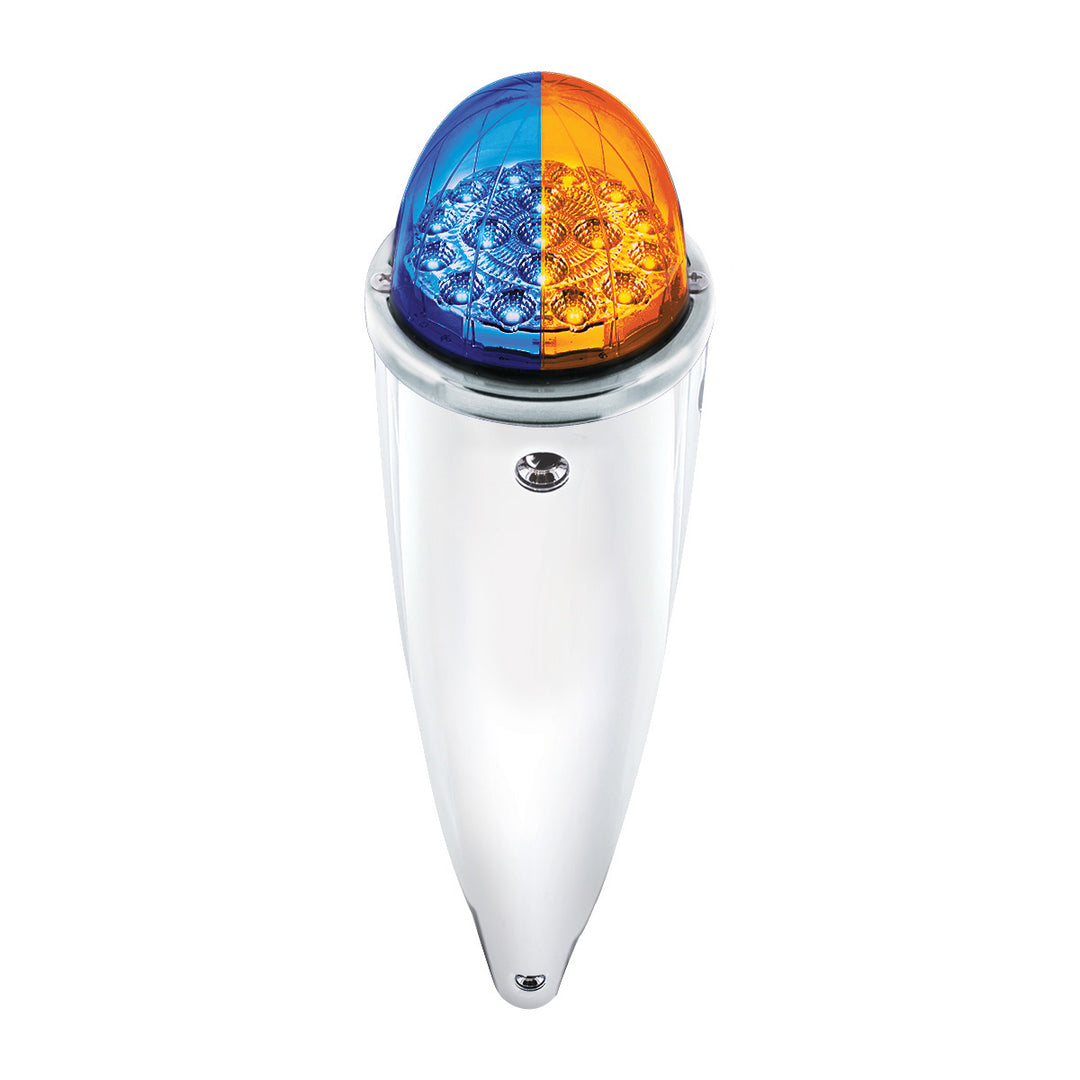 Double Fury 17 LED Dual Function Watermelon Torpedo Cab Light - Amber &amp; Blue LED/Clear Lens