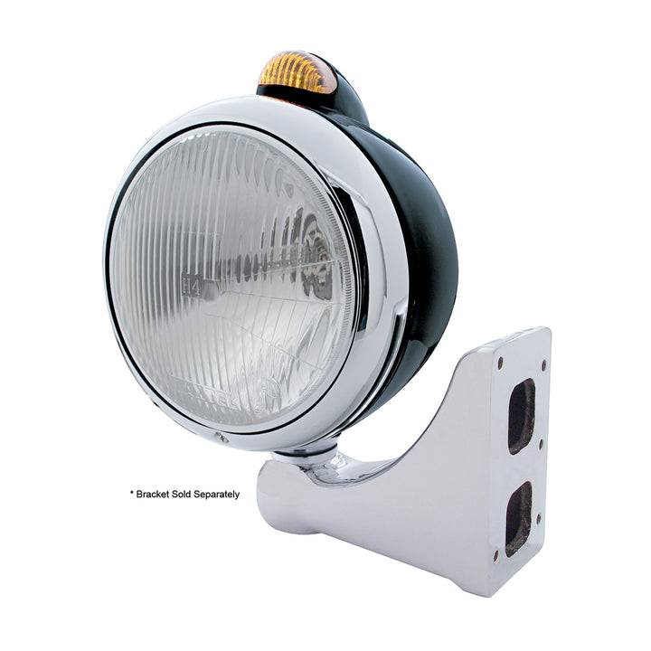 Black Guide 682-C Headlight H4 &amp; Dual Mode LED Signal - Amber Lens