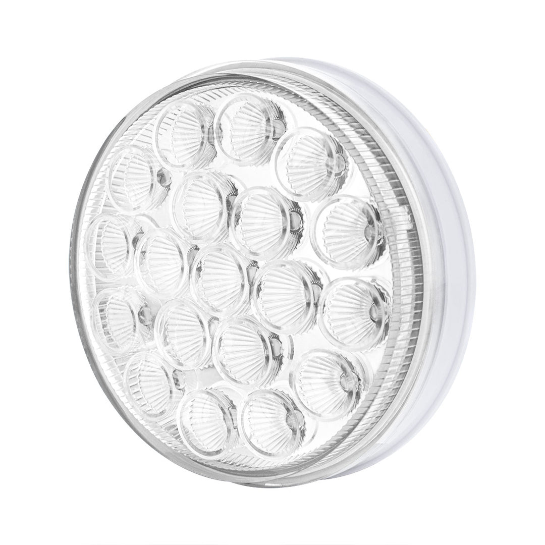 19 LED 4" Round Double Fury Light (Turn Signal) - Amber &amp; White LED/Clear Lens